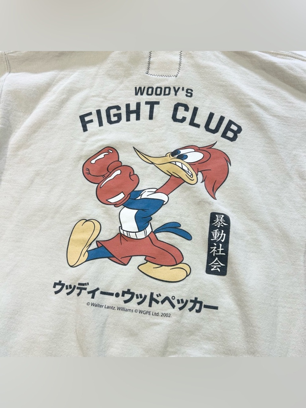 Vintage 2002 Riot Society Men’s Medium Woody’s Fight Club Hoodie Fleece Beige